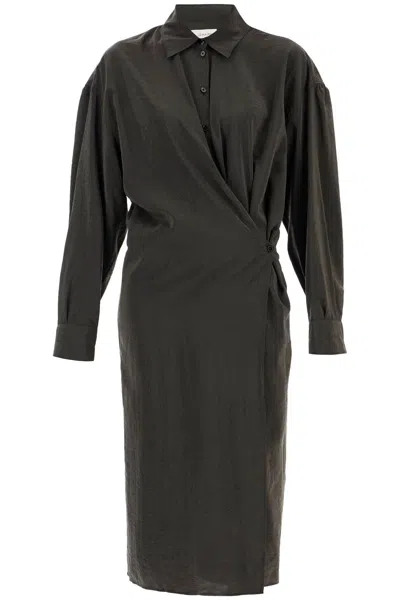 Lemaire Asymmetric Shirt Dress In Brown