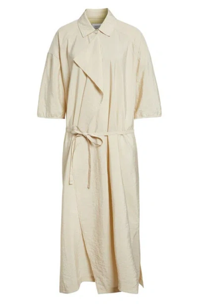 Lemaire Asymmetric Silk Blend Shirtdress In Neutral