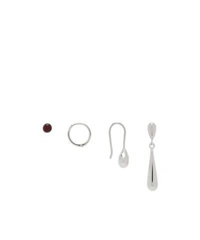 Lemaire Asymmetric Silver Earrings (set Or Four) In White
