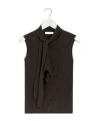 Lemaire Asymmetric Sleeveless Cardigan In Black