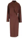 Lemaire Woman Midi Dress Chocolate Brown Size 6 Cotton In Bordeaux