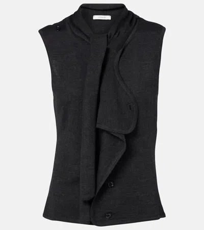 Lemaire Asymmetric Wool-blend Tie-neck Vest In Gray