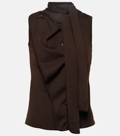 Lemaire Asymmetric Wool-blend Top In Brown