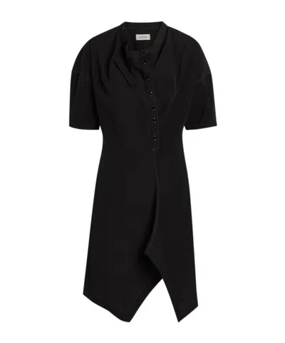 Lemaire Asymmetrical Button Dress In Black