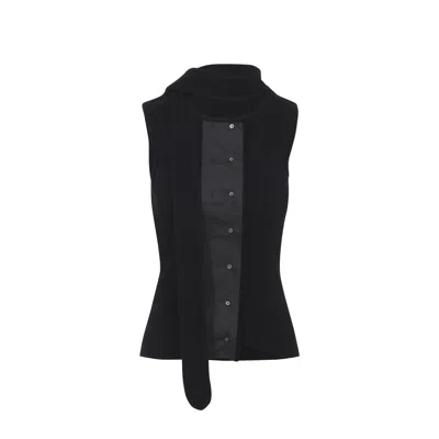 Lemaire Asymmetrical Fitted Top With Scarf In Black