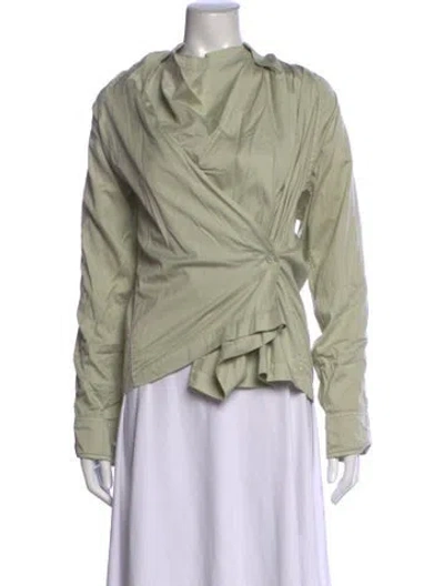 Pre-owned Lemaire Asymmetrical Long Sleeve Top In Green