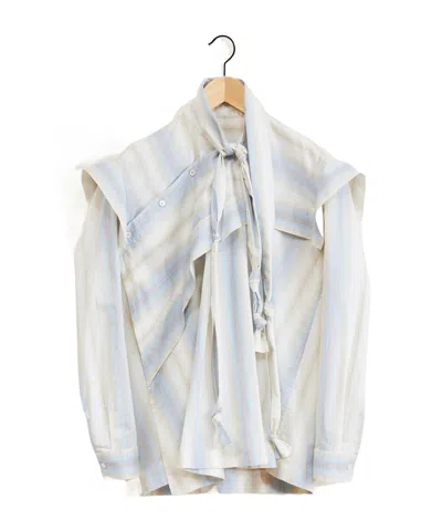 Lemaire Asymmetrical Scarf Shirt In White