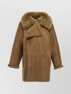 Lemaire Brown Asymmetrical Shearling Coat