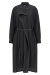 Lemaire Asymmetrical Dress With Long Sleeves And Belt In Black