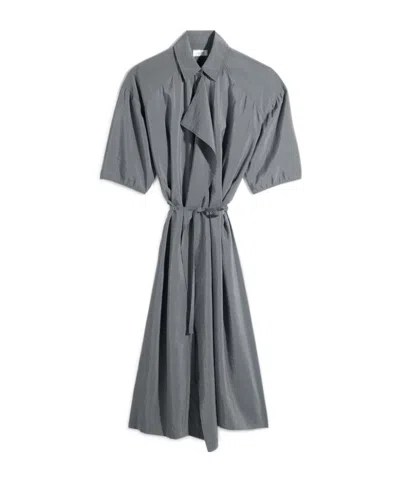 Lemaire Asymmetrical Shirt Dress In Dry Silk In Gray