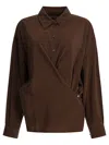 Lemaire Twisted Crinkled Silk-blend Shirt In Brown