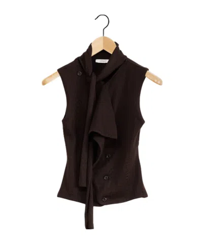 Lemaire Asymmetrical Sleeveless Cardigan In Black