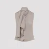 Lemaire Asymmetrical Sleeveless Cardigan Scarf Collar In Brown