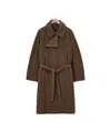 Lemaire Asymmetrical Wool Coat In Green