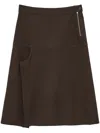 Lemaire Asymmetrical Wrapover Skirt In Brown