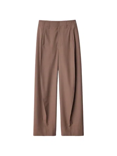 Lemaire Baggy Pants In Tropical Wool Blend In Brown