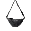 Lemaire Medium Croissant Leather Bag In Black