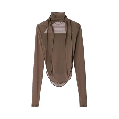 Pre-owned Lemaire Ballerina Foulard Top 'cacao' | Brown | Women's Size M