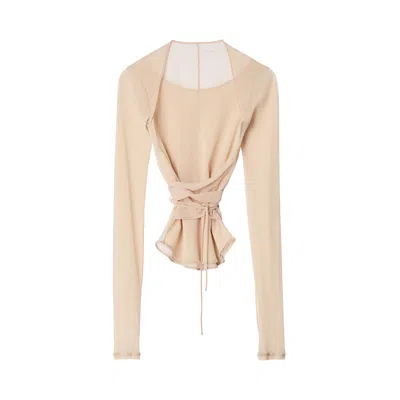 Pre-owned Lemaire Ballerina Knotted Top 'powder' | Cream | Women's Size S