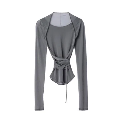 Pre-owned Lemaire Ballerina Knotted Top 'steel' | Grey | Women's Size S