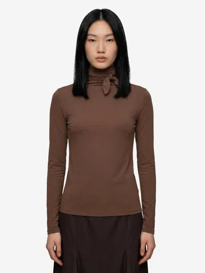 Lemaire Ballerina Scarf Top In Mesh Jersey In Brown