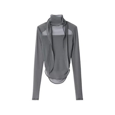 Lemaire Ballerina Scarf Top In Mesh Jersey In Gray