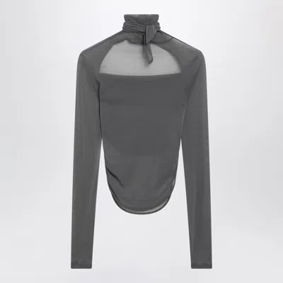 Lemaire Ballerina Top With Scarf In Grey Jersey In Blue
