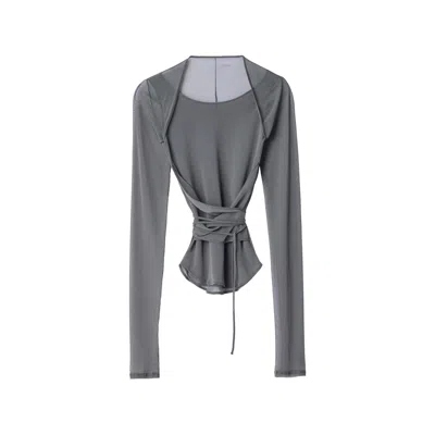 Lemaire Ballerina Wrap Top In Mesh Jersey In Gray