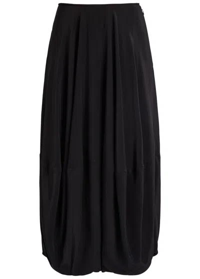Lemaire Balloon Silk-crepe Midi Skirt In Black