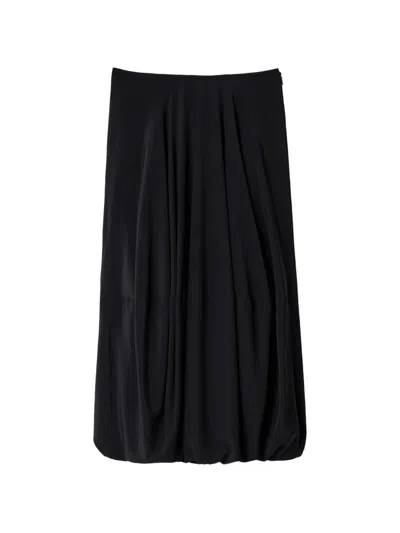 Lemaire Balloon Skirt In Silk Crepe De Chine In Black