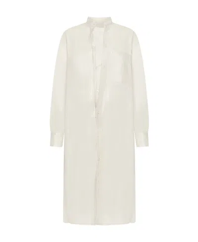 Lemaire Band-collar Cotton Shirtdress In White