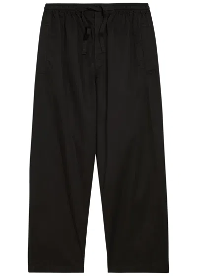 Lemaire Barrel-leg Cotton Trousers In Black