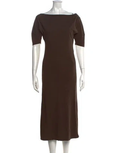 Pre-owned Lemaire Bateau Neckline Long Dress In Brown