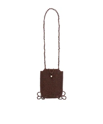 Lemaire Grigri Wooden-bead Crossbody Bag In Purple