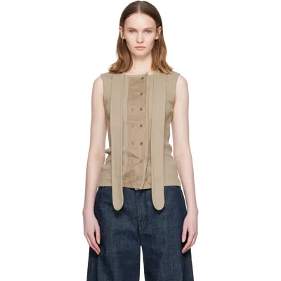 Lemaire Beige Asymmetrical Fitted Tank Top In Neutral
