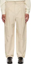 Lemaire High-waisted Beige Trousers With Tailored Structure In Bg204 Light Beige