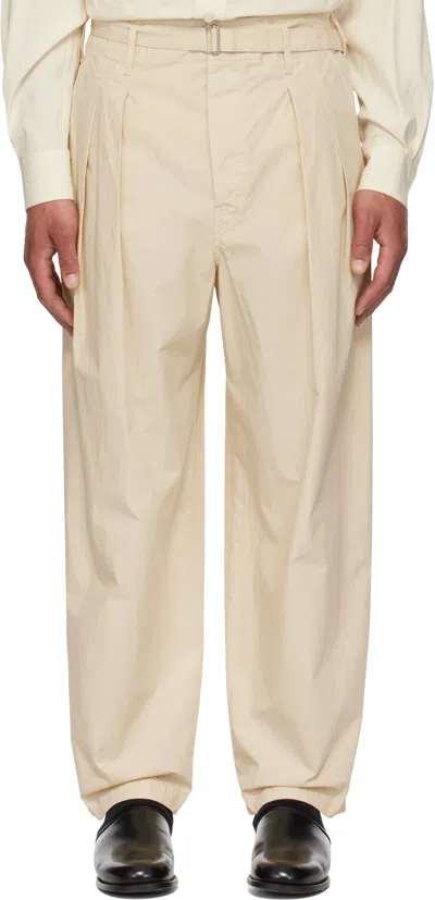 Lemaire High-waisted Beige Trousers With Tailored Structure In Neutral