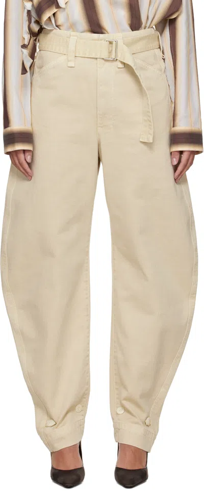 LEMAIRE BEIGE BELTED TAPERED JEANS
