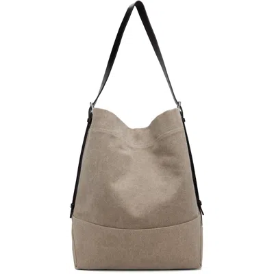 Lemaire Beige Belted Tote In Bg045 Dark Linen