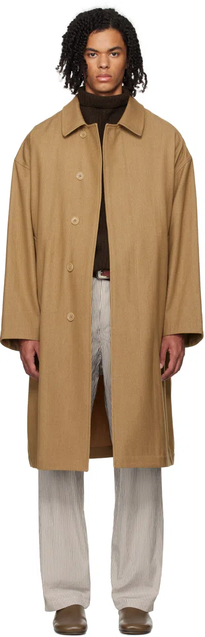 Lemaire Beige Boxy Coat In Mu209 Taupe / Beige