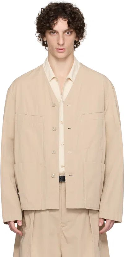 Lemaire Beige Collarless Overshirt