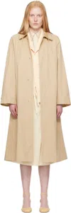 Lemaire Beige Compact Cotton Twill Overcoat