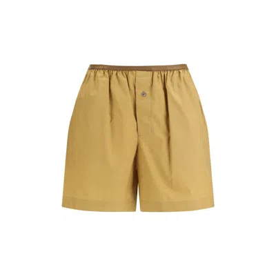 Lemaire Beige Cotton Bermuda Shorts In Multi