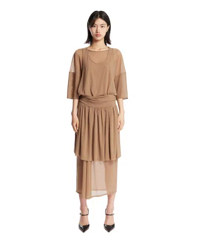 Lemaire Beige Double-layer Dress In Beige Beige   #ddbb8c
