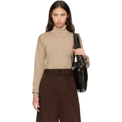Lemaire Beige Fine Wool Buttoned Cardigan In Ye561 Chai Melange