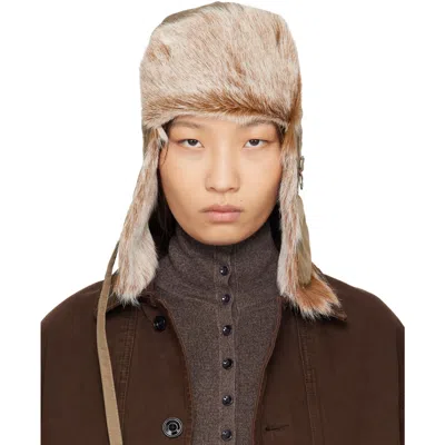 Lemaire Beige Fuzzy Chapka Hat In Neutral