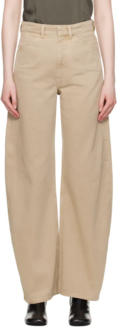 Lemaire Beige High Waisted Curved Jeans In Brown