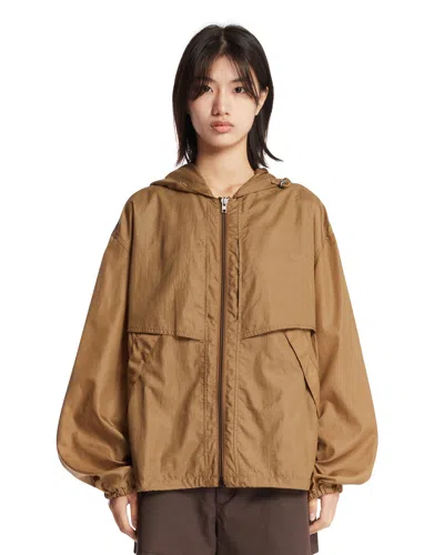 Lemaire Beige Hooded Jacket In Brown