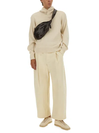 Lemaire Beige Knit Sweater In White