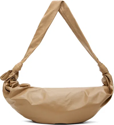 Lemaire Beige Large Soft Croissant Bag In Ye539 Cumin